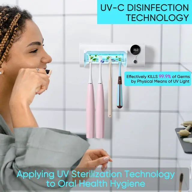 Alt view image 4 of 7 - UV Toothbrush Holder for Bathroom, Toothbrush Cleaner Wall Mounted Cordless