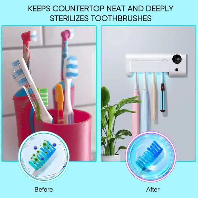 Alt view image 5 of 7 - UV Toothbrush Holder for Bathroom, Toothbrush Cleaner Wall Mounted Cordless