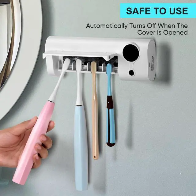 Alt view image 7 of 7 - UV Toothbrush Holder for Bathroom, Toothbrush Cleaner Wall Mounted Cordless