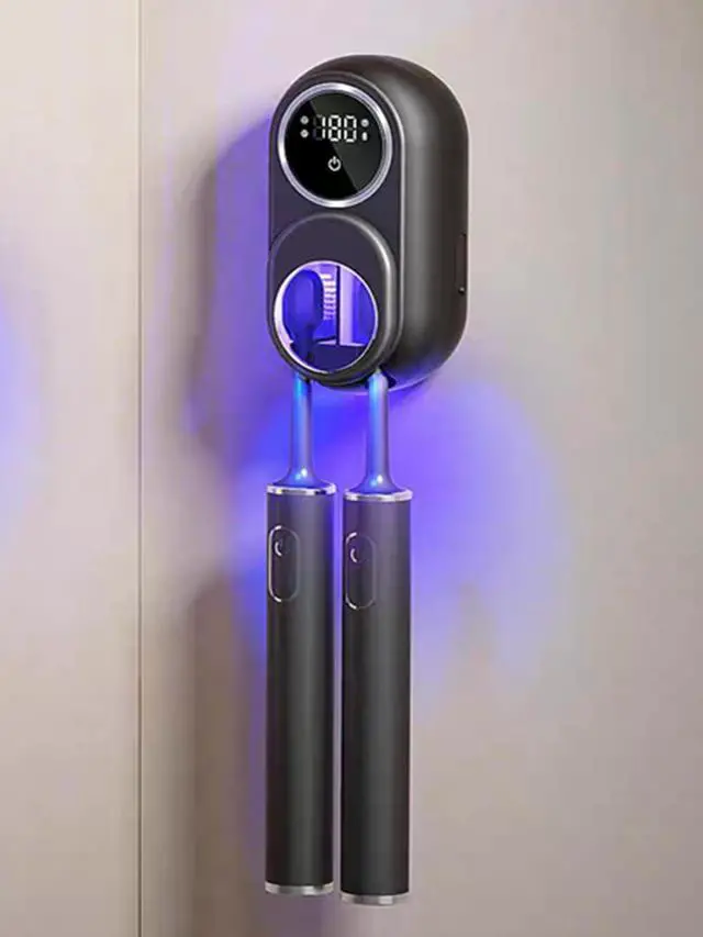 Main image of Toothbrush Cleaner & Toothbrush Holder, Cleaning and Air Drying, LED Smart Screen, Rechargeable Wall Mount Toothbrush Holder for Bathrooms