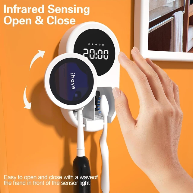 Alt view image 4 of 7 - UV Toothbrush Sanitizer Holder 2 Slots Wall Mounted Wave Sensor Auto