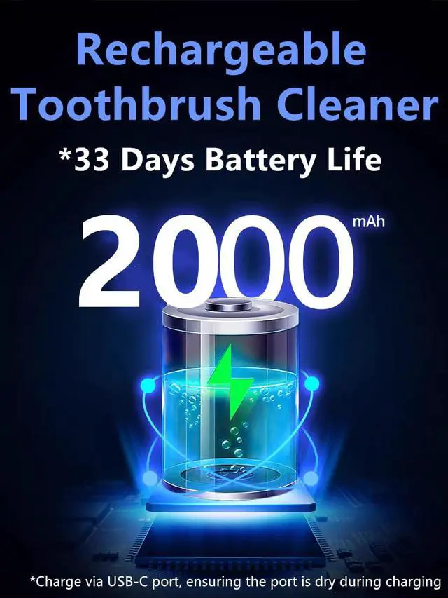 Alt view image 5 of 7 - Toothbrush Cleaner & Toothbrush Holder, Cleaning and Air Drying, LED Smart Screen, Rechargeable Wall Mount Toothbrush Holder for Bathrooms