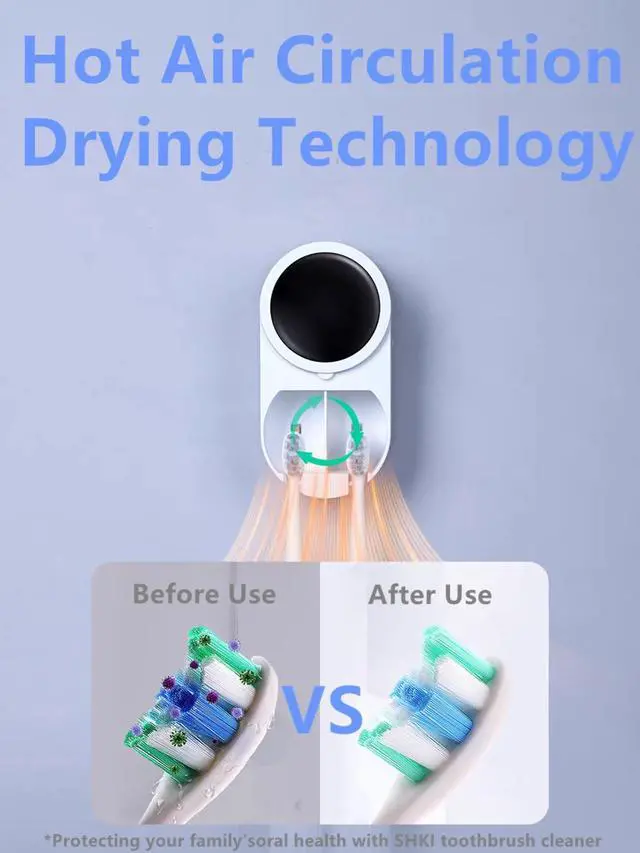 Alt view image 4 of 7 - Toothbrush Cleaner & Toothbrush Holder, Cleaning and Air Drying, LED Smart Screen, Rechargeable Wall Mount Toothbrush Holder for Bathrooms