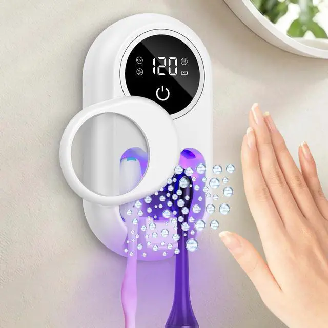 Main image of Toothbrush Sanitizer Holder, Upgraded UV Toothbrush Holder with Dual-Mode Clean & Fan Dry, LED Smart Screen, Auto-Inductive Cover, Toothbrush Wall Mounted Cleaner Organizer for Bathroom, Trip