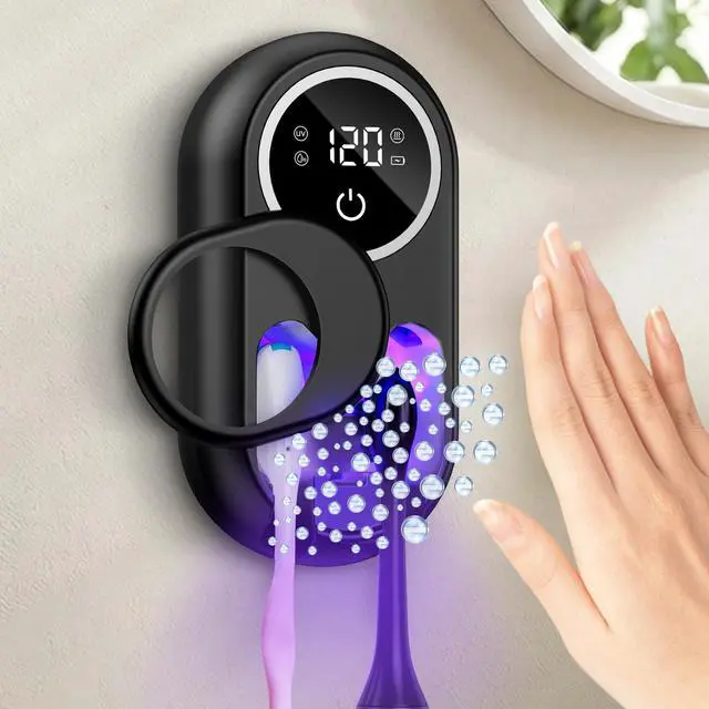 Main image of Toothbrush Sanitizer Holder, Upgraded UV Toothbrush Holder with Dual-Mode Clean & Fan Dry, LED Smart Screen, Auto-Inductive Cover, Toothbrush Wall Mounted Cleaner Organizer for Bathroom, Trip