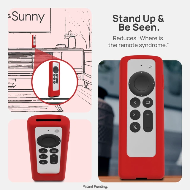 Alt view image 3 of 7 - GripStand Scratch-Resistant Silicone Remote Cover for Apple TV Compatible with AirTag, Fits Siri Apple TV 4K/HD (2nd & 3rd Gen), Stand-Up Design, Enhanced Grip, 2 Pack Black & Red by