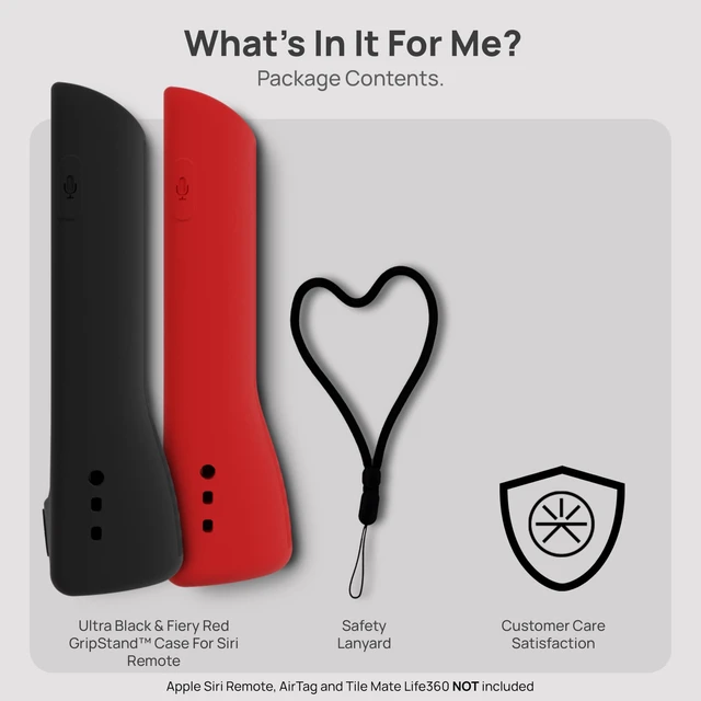 Alt view image 7 of 7 - GripStand Scratch-Resistant Silicone Remote Cover for Apple TV Compatible with AirTag, Fits Siri Apple TV 4K/HD (2nd & 3rd Gen), Stand-Up Design, Enhanced Grip, 2 Pack Black & Red by