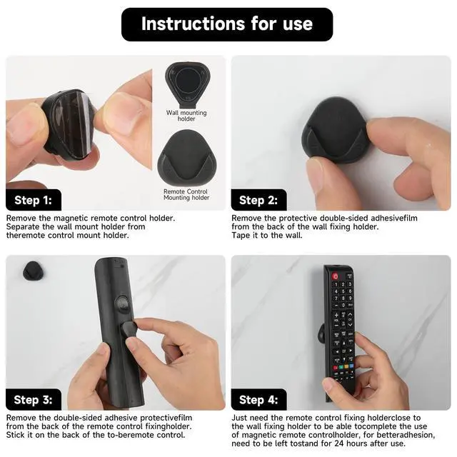 Alt view image 5 of 7 - 6 Pcs Magnetic Remote Control Holder, Self Adhesive Remote Holder Wall Mount Suitable for TV , Air Conditioning , LED Fan Black