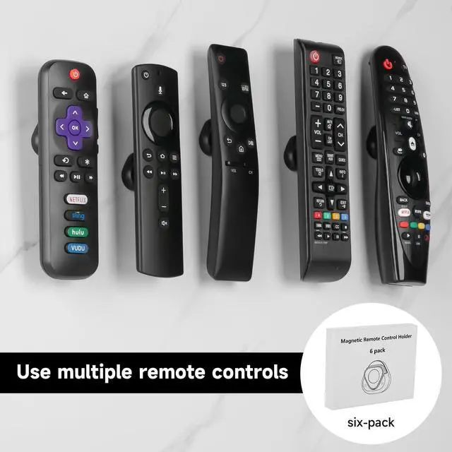 Alt view image 7 of 7 - 6 Pcs Magnetic Remote Control Holder, Self Adhesive Remote Holder Wall Mount Suitable for TV , Air Conditioning , LED Fan Black