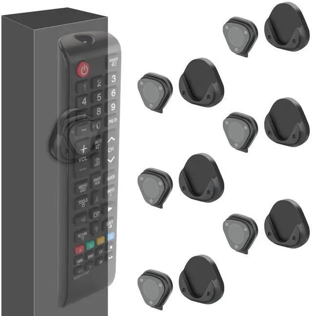 Main image of 6 Pcs Magnetic Remote Control Holder, Self Adhesive Remote Holder Wall Mount Suitable for TV , Air Conditioning , LED Fan Black