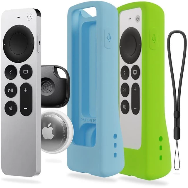 Main image of GripStand Scratch-Resistant Silicone Remote Cover for Apple TV Compatible with AirTag, Fits Siri Apple TV 4K/HD (2nd & 3rd Gen), Stand-Up Design, Enhanced Grip, 2 Pack Lime & Sky Glow by