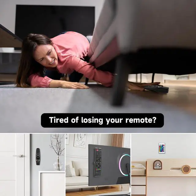 Alt view image 2 of 7 - 6 Pcs Magnetic Remote Control Holder, Self Adhesive Remote Holder Wall Mount Suitable for TV , Air Conditioning , LED Fan Black