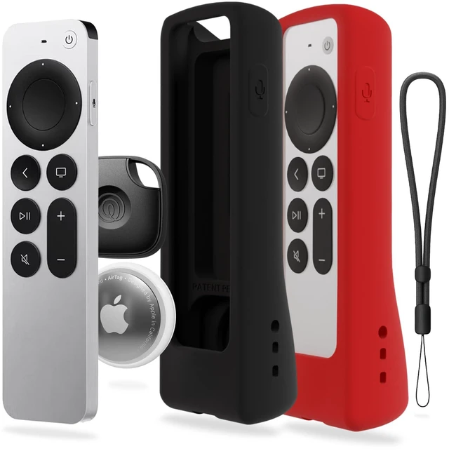Main image of GripStand Scratch-Resistant Silicone Remote Cover for Apple TV Compatible with AirTag, Fits Siri Apple TV 4K/HD (2nd & 3rd Gen), Stand-Up Design, Enhanced Grip, 2 Pack Black & Red by