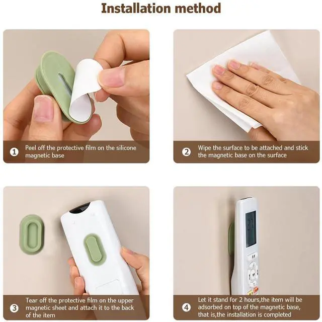 Alt view image 2 of 7 - Magnetic Remote Control Holder Wall Mount - 6 Pcs No Drill Self-Adhesive Organizer for Air Conditioner & TV Remotes, Storage Caddy for Televisions Backside - White&Black&Pink&Green