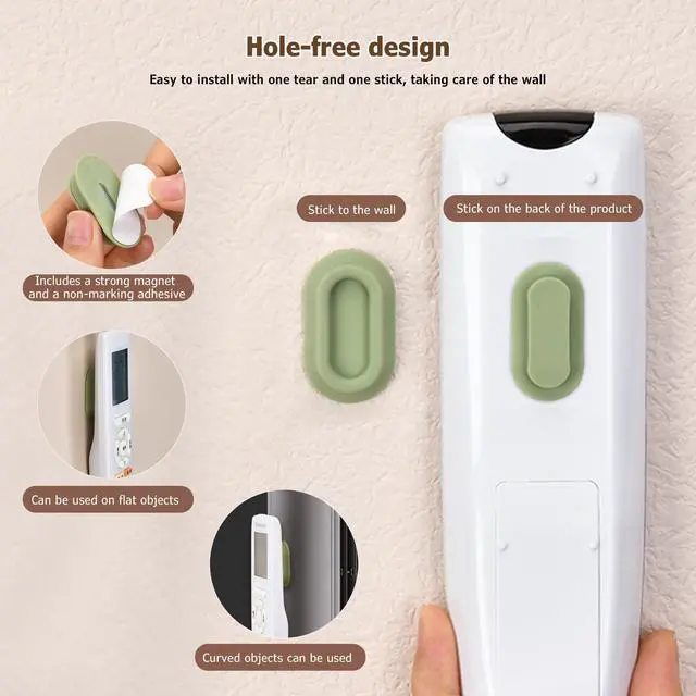 Alt view image 7 of 7 - Magnetic Remote Control Holder Wall Mount - 6 Pcs No Drill Self-Adhesive Organizer for Air Conditioner & TV Remotes, Storage Caddy for Televisions Backside - White&Black&Pink&Green