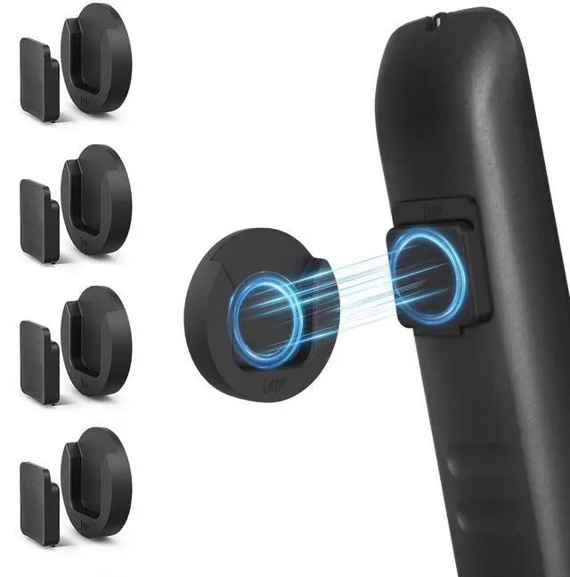 Main image of Magnetic Remote Control Holder Wall Mount, 4 Pack TV Remote Control Holder for Fan/Air Conditioner, Self-Adhesive Bedside Caddy for TV Backside/Bedroom/Office/RV Home Organizer Storage(Black)