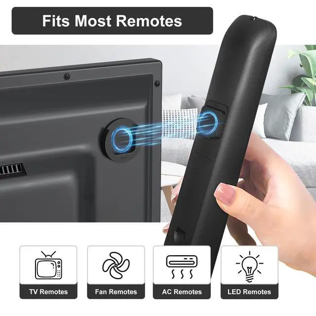 Alt view image 3 of 7 - Magnetic Remote Control Holder Wall Mount, 4 Pack TV Remote Control Holder for Fan/Air Conditioner, Self-Adhesive Bedside Caddy for TV Backside/Bedroom/Office/RV Home Organizer Storage(Black)