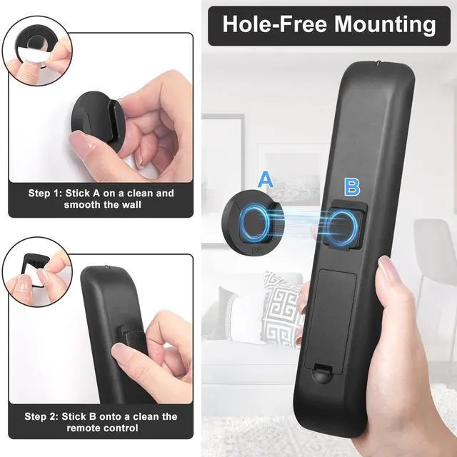 Alt view image 6 of 7 - Magnetic Remote Control Holder Wall Mount, 4 Pack TV Remote Control Holder for Fan/Air Conditioner, Self-Adhesive Bedside Caddy for TV Backside/Bedroom/Office/RV Home Organizer Storage(Black)