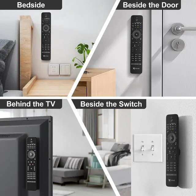 Alt view image 7 of 7 - Magnetic Remote Control Holder Wall Mount, 4 Pack TV Remote Control Holder for Fan/Air Conditioner, Self-Adhesive Bedside Caddy for TV Backside/Bedroom/Office/RV Home Organizer Storage(Black)