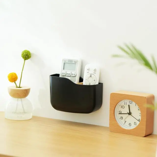 Alt view image 7 of 7 - Wall Mount Remote Holder TV FAN Remote Control Holder Bedside Caddy Wall Organizer Phone Holder for Office Adhesive Media Player Controller Holder Box Tray Home Desk Nightstand 4 PACK BLACK