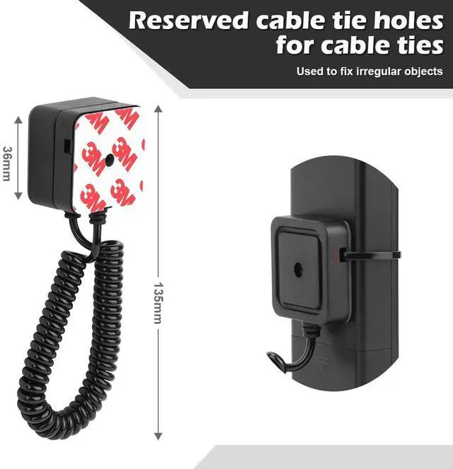 Alt view image 6 of 6 - 2-Pack Magnetic Remote Control Holders with Spring Ropes - Safely Secure TV Remotes & Small Items, Wall-Mount with Adhesive, Anti-Loss, Rapid Adsorption, Extendable Spring.(Black, 2 Pack)