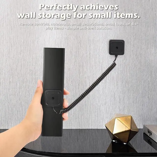 Alt view image 5 of 6 - 2-Pack Magnetic Remote Control Holders with Spring Ropes - Safely Secure TV Remotes & Small Items, Wall-Mount with Adhesive, Anti-Loss, Rapid Adsorption, Extendable Spring.(Black, 2 Pack)