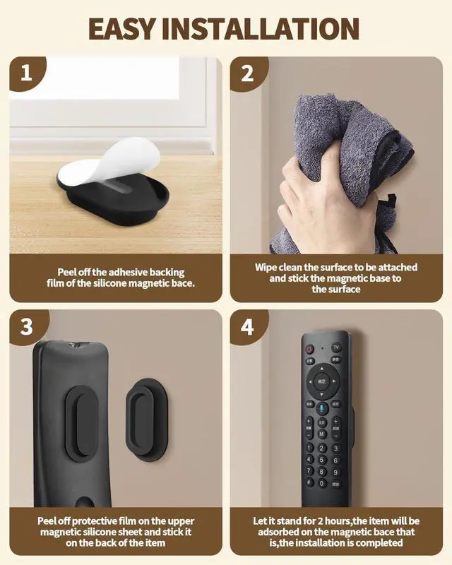 Alt view image 6 of 7 - 6 Pack Magnetic Remote Control Holder Upgraded Silicone Magnetic Wall Mount for TV, Fan & Air Conditioner Remotes Self-Adhesive, No-Drill Remote Control Holder Wall Mount