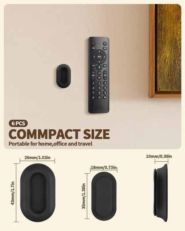 Alt view image 2 of 7 - 6 Pack Magnetic Remote Control Holder Upgraded Silicone Magnetic Wall Mount for TV, Fan & Air Conditioner Remotes Self-Adhesive, No-Drill Remote Control Holder Wall Mount