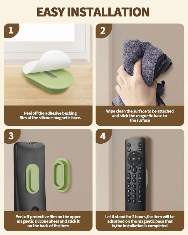 Alt view image 6 of 7 - 6 Pack Magnetic Remote Control Holder Upgraded Silicone Magnetic Wall Mount for TV, Fan & Air Conditioner Remotes Self-Adhesive, No-Drill Remote Control Holder Wall Mount