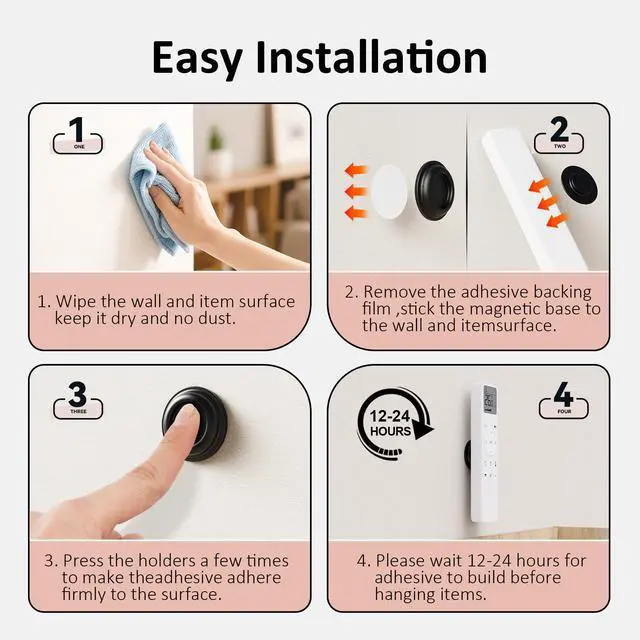 Alt view image 5 of 7 - Remote Control Holder Magnetic Wall Mount Self-Adhesive, 6 Pack Upgraded Silicone Remote Organizer Storage 360° Rotation Wall Holder for Home Office TV, Fan and Air Conditioner Remote Control