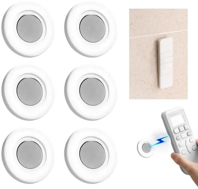 Main image of 6 Pack Magnetic Remote Control Holder Wall Mount, No-Drill Adhesive Organizer for TV, Ceiling Fan, and Air Conditioner Remotes, Holds Small Tools & Chargers (6, White)