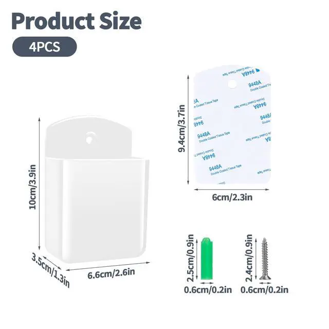 Alt view image 2 of 7 - 2 PCS Remote Control Holders Wall Mount, Self Adhesive TV Air Conditioner Remote Control Holder, Wall Mount Storage Box Organizer Wall Pen Holder Storage for Home Office School (White, 4)