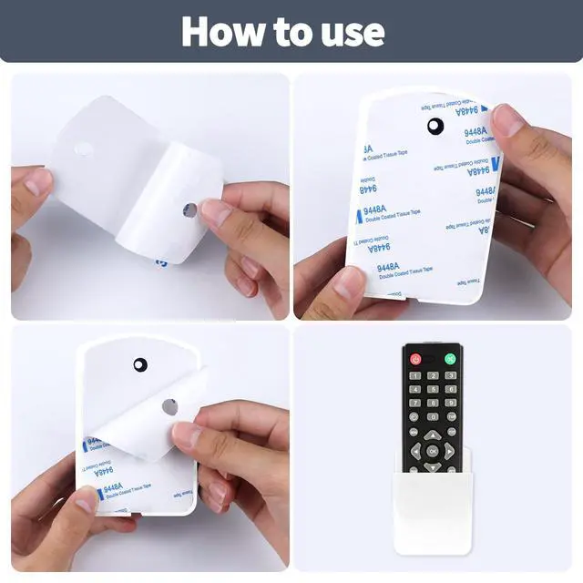 Alt view image 4 of 7 - 2 PCS Remote Control Holders Wall Mount, Self Adhesive TV Air Conditioner Remote Control Holder, Wall Mount Storage Box Organizer Wall Pen Holder Storage for Home Office School (White, 4)
