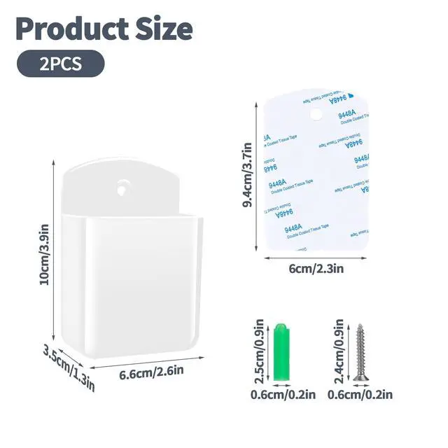 Alt view image 2 of 7 - 2 PCS Remote Control Holders Wall Mount, Self Adhesive TV Air Conditioner Remote Control Holder, Wall Mount Storage Box Organizer Wall Pen Holder Storage for Home Office School (White, 2)
