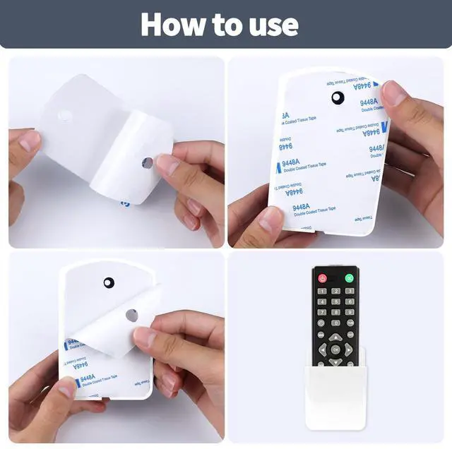 Alt view image 4 of 7 - 2 PCS Remote Control Holders Wall Mount, Self Adhesive TV Air Conditioner Remote Control Holder, Wall Mount Storage Box Organizer Wall Pen Holder Storage for Home Office School (White, 2)