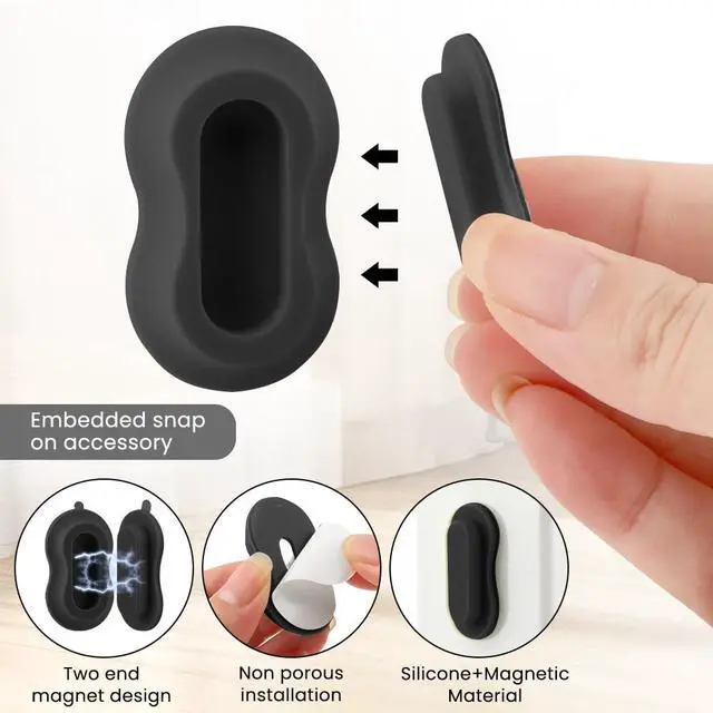 Alt view image 3 of 7 - 6 Pack Magnetic Remote Control Holder Wall Mount, Silicone Magnetic Organizer Storage Wall Holder No Drill Self-Adhesive for TV, Fan & Air Conditioner Remotes(Color:Black)