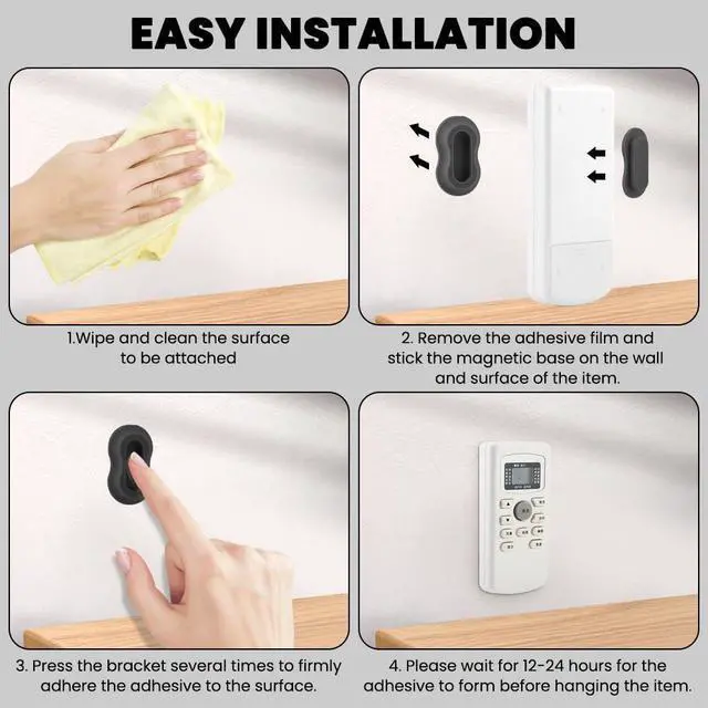Alt view image 5 of 7 - 6 Pack Magnetic Remote Control Holder Wall Mount, Silicone Magnetic Organizer Storage Wall Holder No Drill Self-Adhesive for TV, Fan & Air Conditioner Remotes(Color:Black)