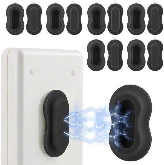 Alt view image 7 of 7 - 6 Pack Magnetic Remote Control Holder Wall Mount, Silicone Magnetic Organizer Storage Wall Holder No Drill Self-Adhesive for TV, Fan & Air Conditioner Remotes(Color:Black)