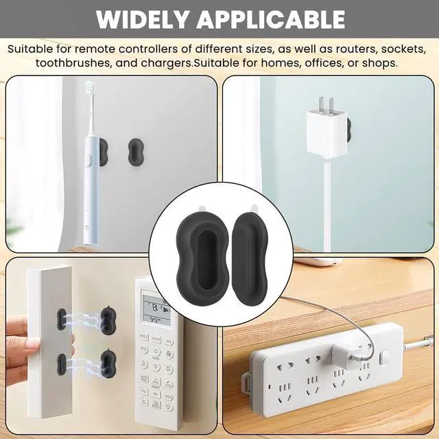 Alt view image 6 of 7 - 6 Pack Magnetic Remote Control Holder Wall Mount, Silicone Magnetic Organizer Storage Wall Holder No Drill Self-Adhesive for TV, Fan & Air Conditioner Remotes(Color:Black)