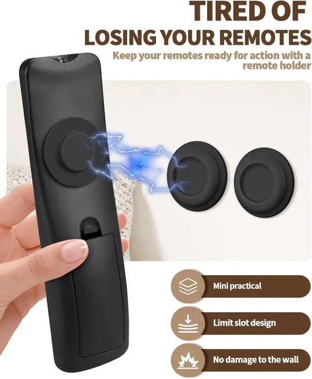 Alt view image 4 of 7 - 6 Pack Magnetic Remote Control Holder Upgraded Silicone Magnetic Wall Mount for TV, Fan & Air Conditioner Remotes Self-Adhesive, No-Drill Remote Control Holder Wall Mount (Circle Black)