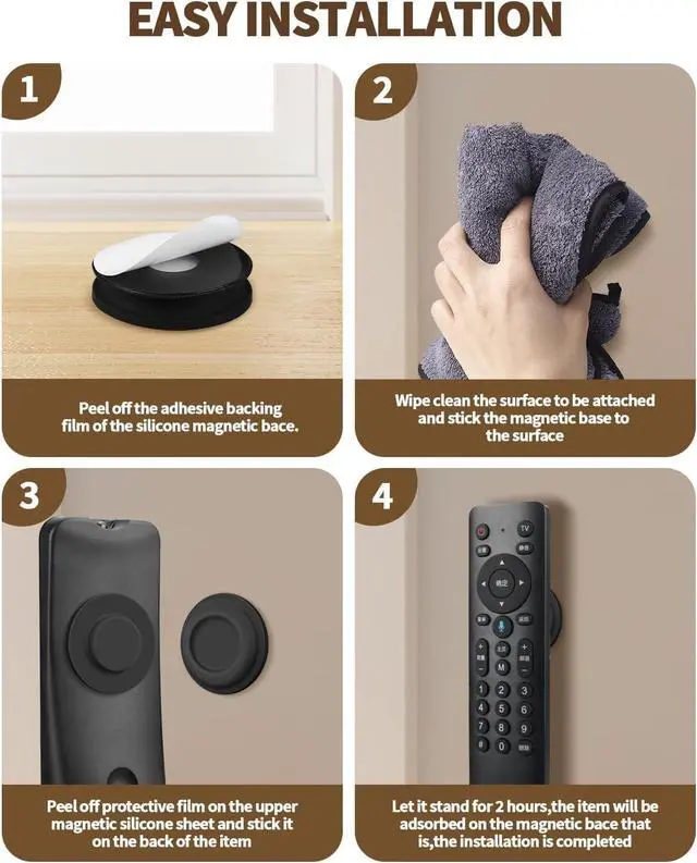 Alt view image 6 of 7 - 6 Pack Magnetic Remote Control Holder Upgraded Silicone Magnetic Wall Mount for TV, Fan & Air Conditioner Remotes Self-Adhesive, No-Drill Remote Control Holder Wall Mount (Circle Black)