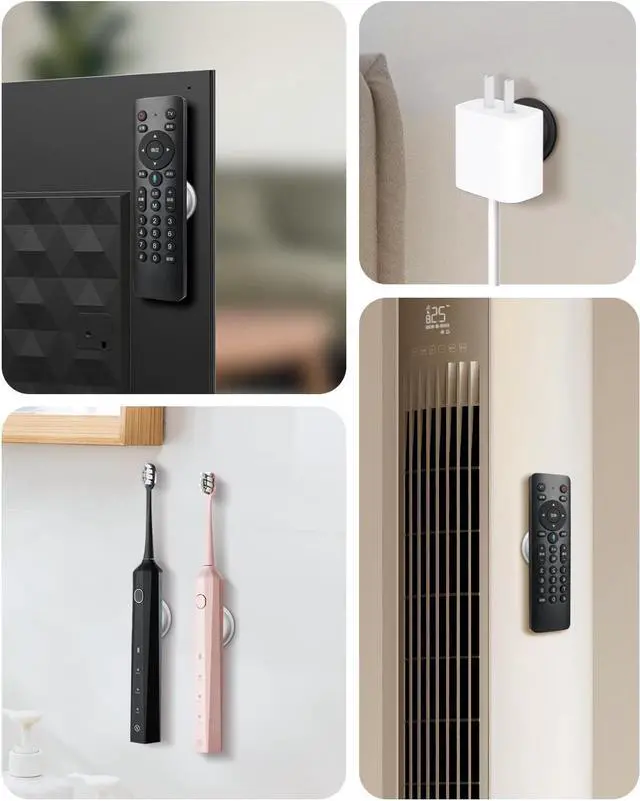 Alt view image 7 of 7 - 6 Pack Magnetic Remote Control Holder Upgraded Silicone Magnetic Wall Mount for TV, Fan & Air Conditioner Remotes Self-Adhesive, No-Drill Remote Control Holder Wall Mount (Circle Black)