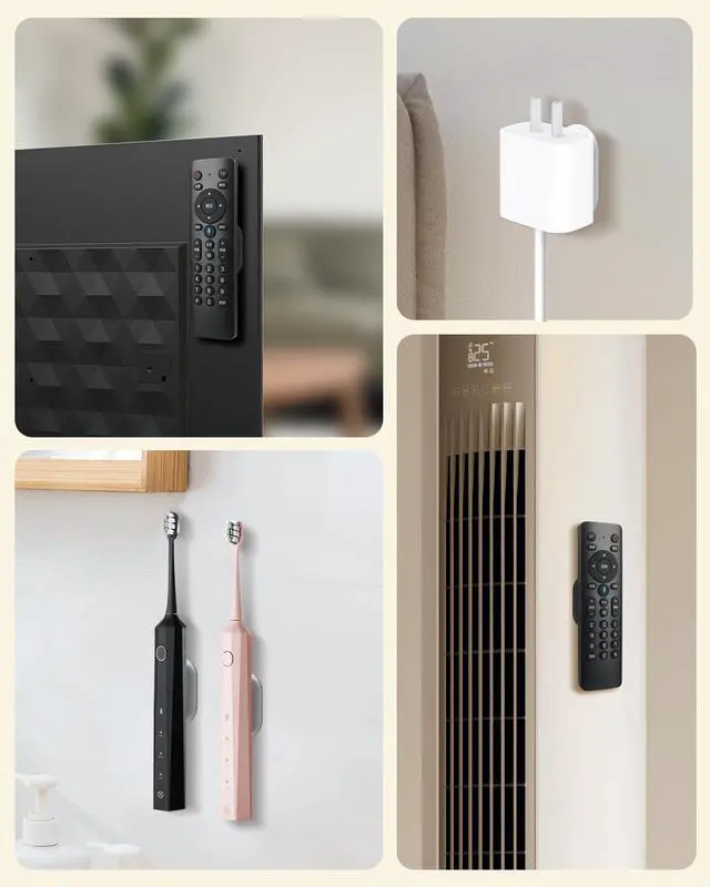 Alt view image 7 of 7 - 4 Pack Strong Magnetic Remote Control Holder, Self-Adhesive Silicone Remote Holder Wall Mount for TV, Fan, Air Conditioner Remote Control (Black+White)