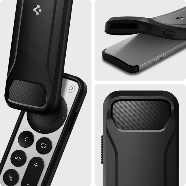 Alt view image 3 of 7 - for Apple TV Siri Remote Case, Rugged Armor For 2021/2022, Shockproof, Magnetic, Wrist Strap, Metal Plate - Black