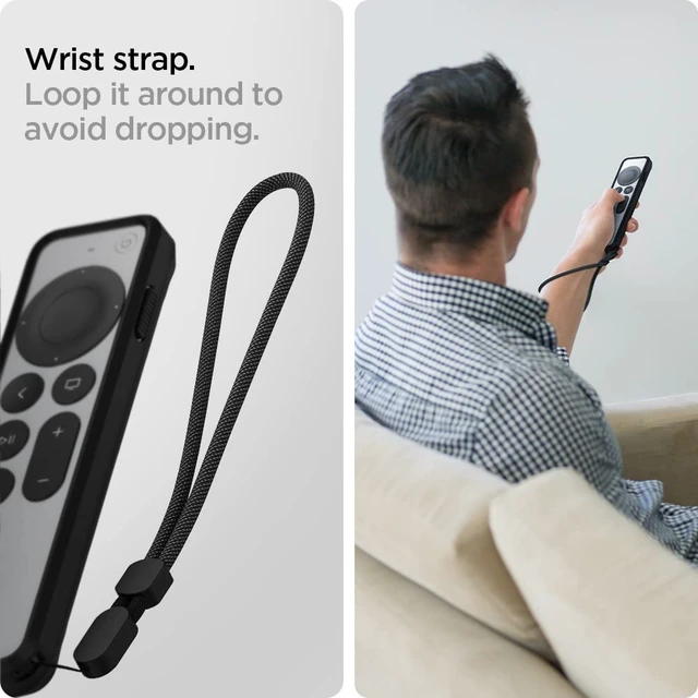 Alt view image 6 of 7 - for Apple TV Siri Remote Case, Rugged Armor For 2021/2022, Shockproof, Magnetic, Wrist Strap, Metal Plate - Black