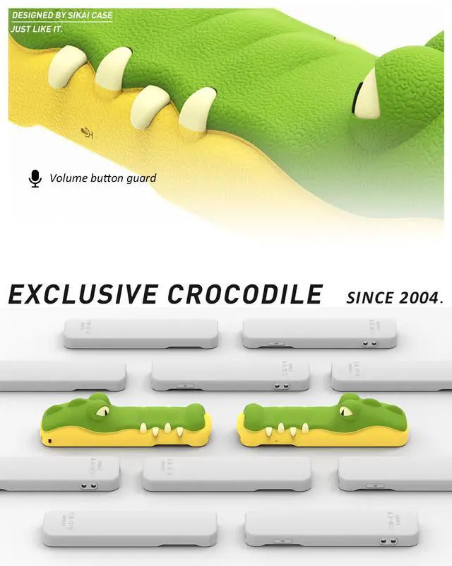 Alt view image 7 of 7 - Silicone Case Fit Designed for Apple TV 4K 2021/2022 Siri Remote Protective Case with Shockproof Compatible with AirTag (Crocodile)
