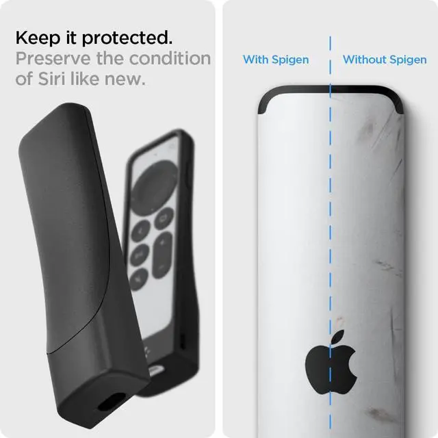 Alt view image 2 of 2 - for Apple TV Siri Remote Case, Silicone Fit | For 2021/2022, Anti-Slip, Shockproof, AirTag Compatible - Black