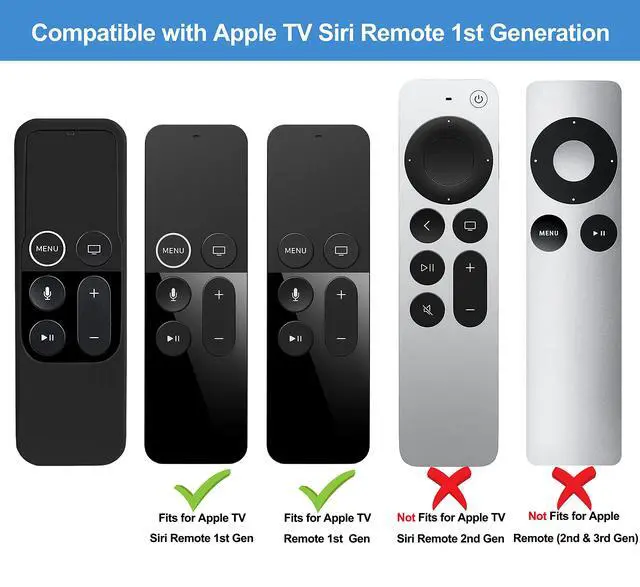 Alt view image 2 of 7 - Silicone Case Compatible with Apple TV 4K/HD Siri Remote (1st Gen) - Anti-Slip Shock Proof Soft Remote Cover Case Compatible with Apple TV 4K 5th 4th Gen Siri Remote Controller - Black