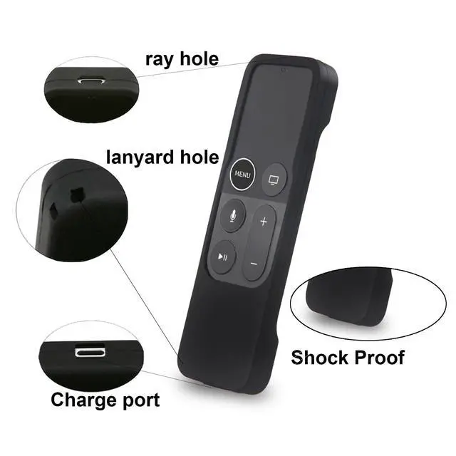 Alt view image 5 of 7 - Silicone Case Compatible with Apple TV 4K/HD Siri Remote (1st Gen) - Anti-Slip Shock Proof Soft Remote Cover Case Compatible with Apple TV 4K 5th 4th Gen Siri Remote Controller - Black