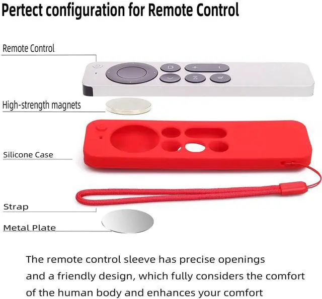 Alt view image 2 of 7 - Silicone Remote Case for Apple TV 4K 2nd Gen 2021 Siri Remote Anti-Slip Durable Silicone Cover Magnetic Protective Sleeve Shockproof Remote Case (Gray)